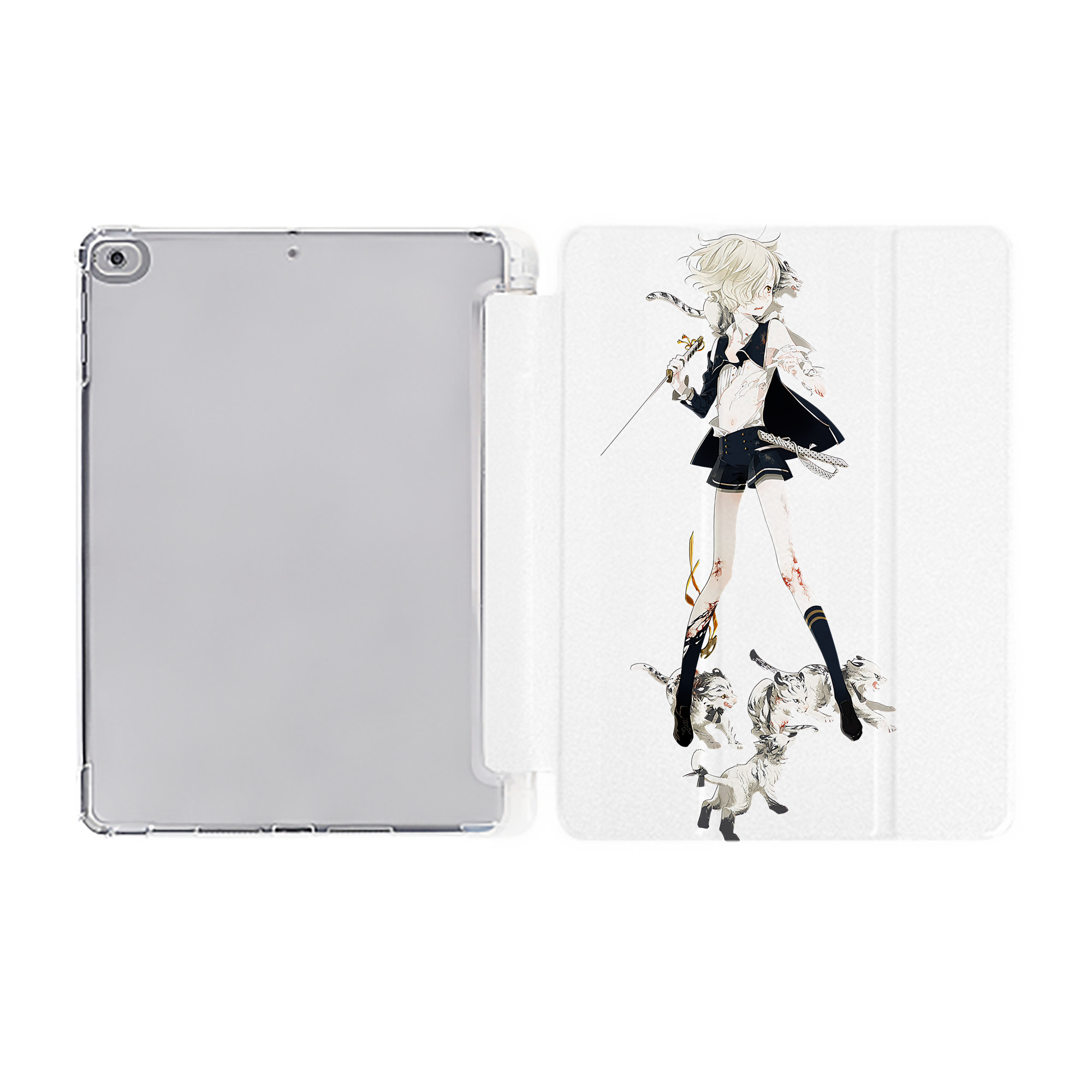 （画像用） 刀剣乱舞 Touken Ranbu IPad ケース ペン収納付き 三つ折りスタンド PUレザー×シリコン 対応機種9.5/10.5/10.9インチ